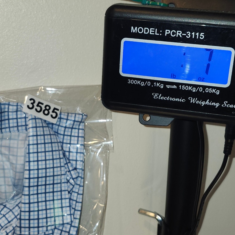 Collars & Co Dress Collar Polo Mens Lg Classic Blue White Grid Check Golf Shirt - Picture 7 of 7